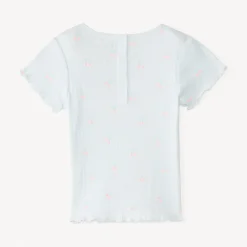 Korte mouwen T-shirt van geribde stof met fantasiedruk voor babymeisjes