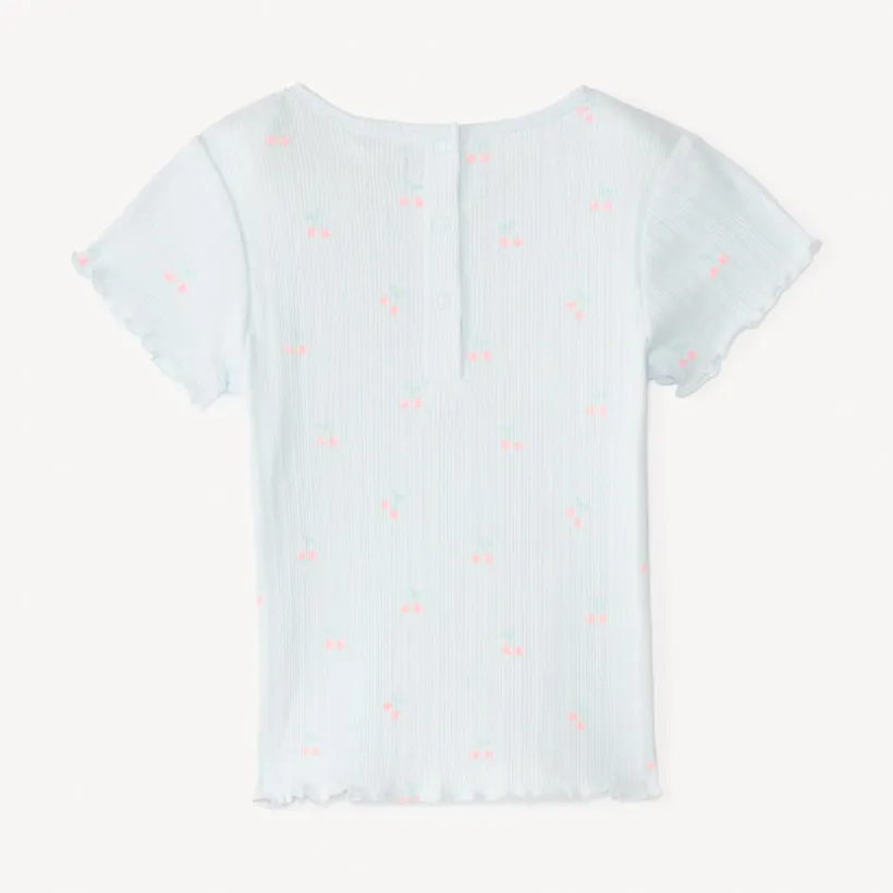 Korte mouwen T-shirt van geribde stof met fantasiedruk voor babymeisjes