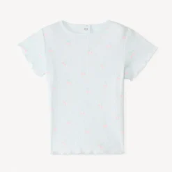 Korte mouwen T-shirt van geribde stof met fantasiedruk voor babymeisjes