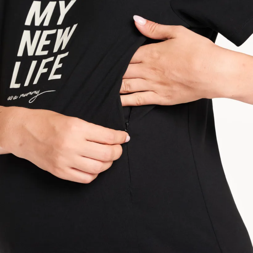 Korte mouwen zwangerschap en borstvoeding T-shirt