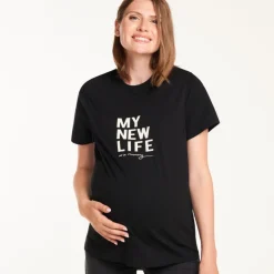 Korte mouwen zwangerschap en borstvoeding T-shirt