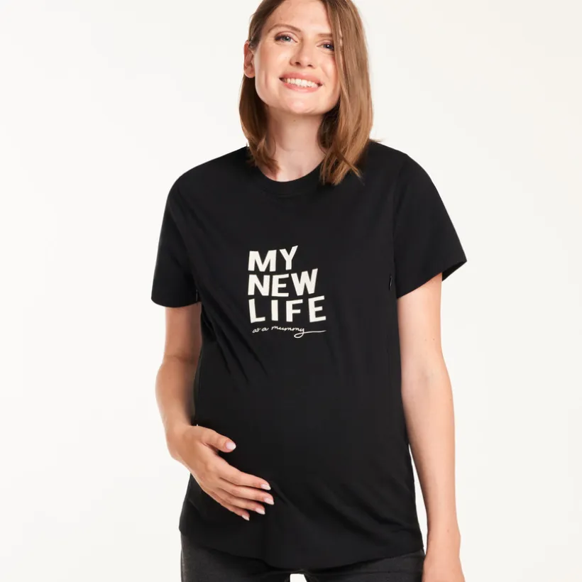 Korte mouwen zwangerschap en borstvoeding T-shirt