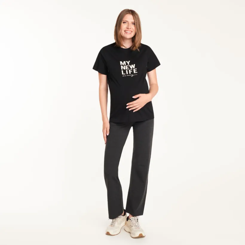 Korte mouwen zwangerschap en borstvoeding T-shirt