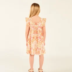 Korte mouw gesmockte jurk met fantasieprint meisjes