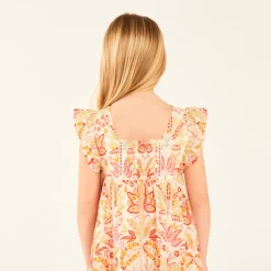 Korte mouw gesmockte jurk met fantasieprint meisjes
