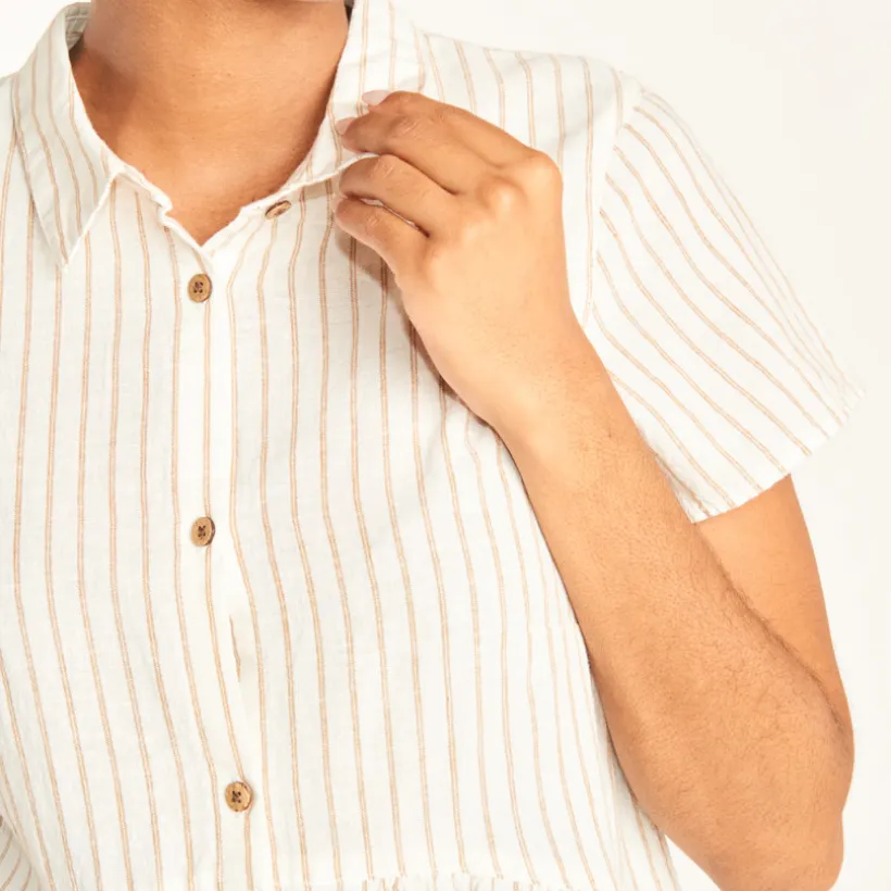 Korte mouw gestreepte shirt jurk voor zwangere vrouwen