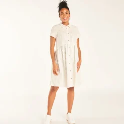 Korte mouw gestreepte shirt jurk voor zwangere vrouwen