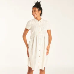 Korte mouw gestreepte shirt jurk voor zwangere vrouwen