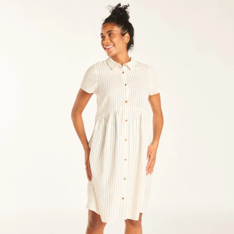 Korte mouw gestreepte shirt jurk voor zwangere vrouwen