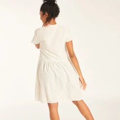 Korte mouw gestreepte shirt jurk voor zwangere vrouwen
