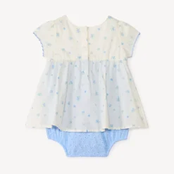 Korte mouw 2-in-1 jurk met bosbessenprint voor babymeisjes