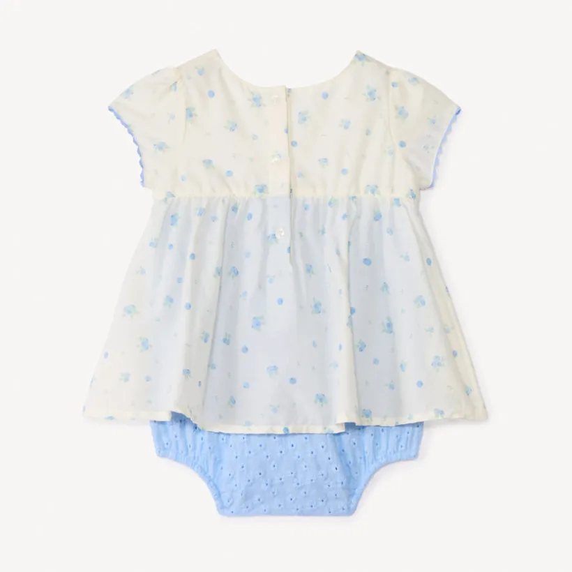 Korte mouw 2-in-1 jurk met bosbessenprint voor babymeisjes