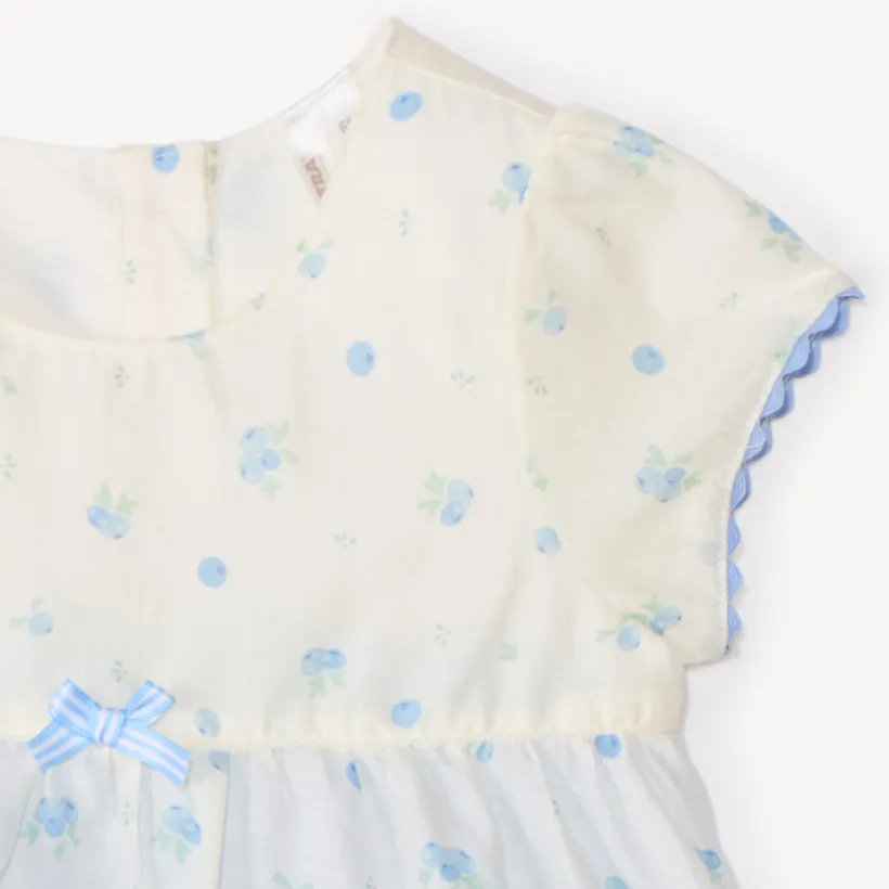 Korte mouw 2-in-1 jurk met bosbessenprint voor babymeisjes