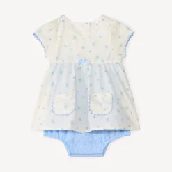Korte mouw 2-in-1 jurk met bosbessenprint voor babymeisjes