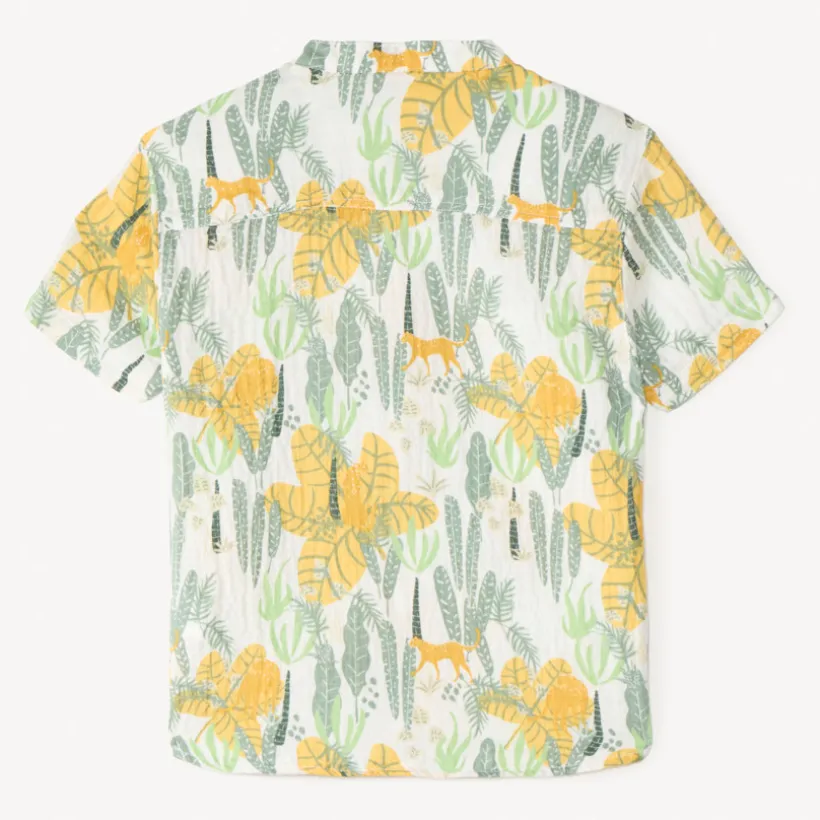 Korte mouw jungle print mao kraaghemd jongens