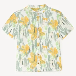 Korte mouw jungle print mao kraaghemd jongens