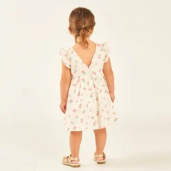 Korte mouw jurk met volant en fantasieprint voor babymeisjes
