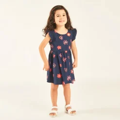 Korte mouw jurk met volant en fantasieprint voor babymeisjes