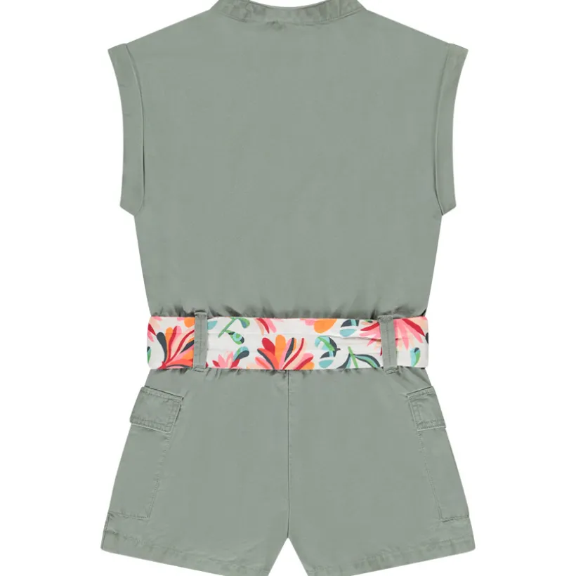 Korte mouwloze jumpsuit met gedrukte riem meisjes