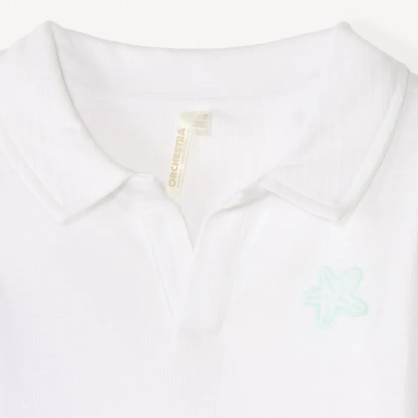 Korte mouw polo in jacquard met geborduurde zee ster voor babyjongen
