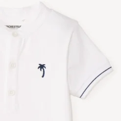 Korte mouw polo met mao-kraag en palmboom borduursel voor babyjongens