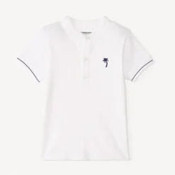 Korte mouw polo met mao-kraag en palmboom borduursel voor babyjongens