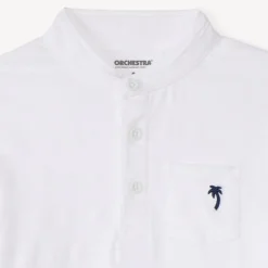 Korte mouw polo met mao kraag en palmboom borduring jongens