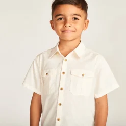 Korte mouw shirt van effen stof jongens