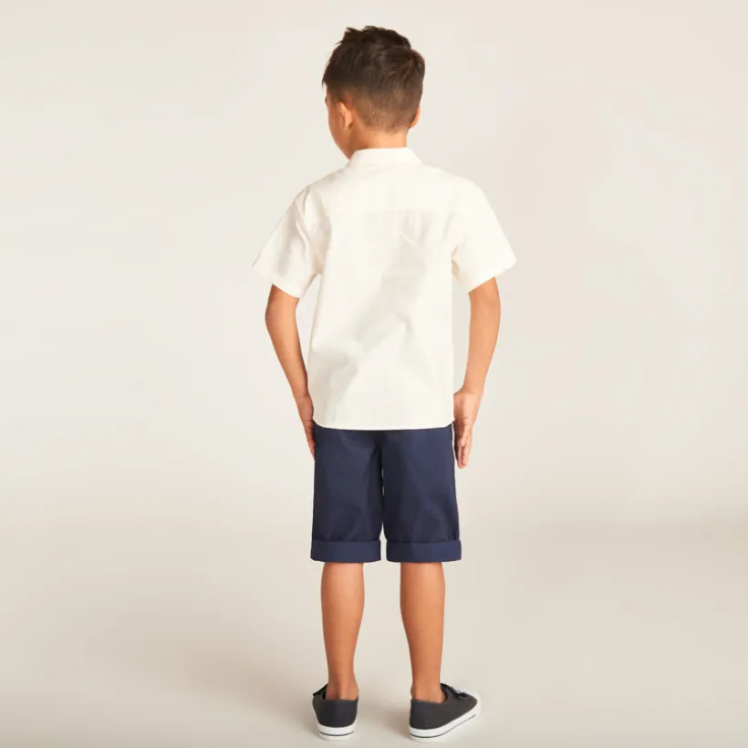 Korte mouw shirt van effen stof jongens