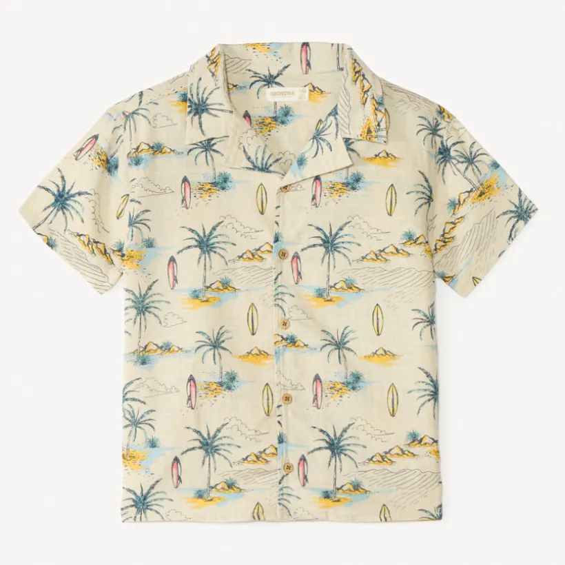Korte mouw tropisch bedrukte shirt jongens