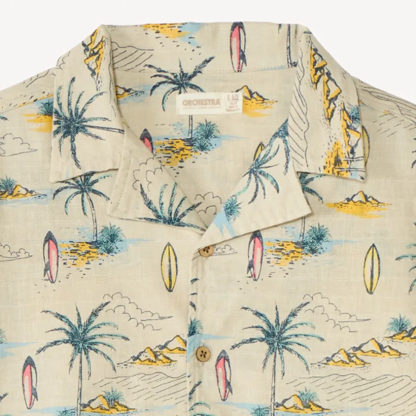 Korte mouw tropisch bedrukte shirt jongens