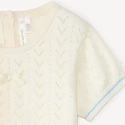 Korte mouw trui van gehaakt breiwerk voor babymeisjes