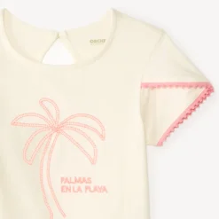 Korte mouw t-shirt met kruiseloze palmboom borduursel voor babymeisjes