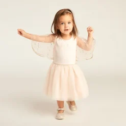 Korte mouw tulle glitter jurk met 2-in-1 effect voor babymeisjes