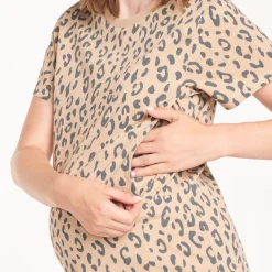 Korte mouw zwangerschaps T-shirt met voedingsrits