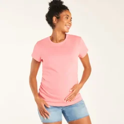 Korte mouw zwangerschapst-shirt met effen ribbelstof en plooien