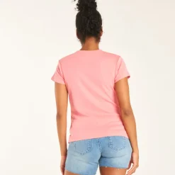Korte mouw zwangerschapst-shirt met effen ribbelstof en plooien