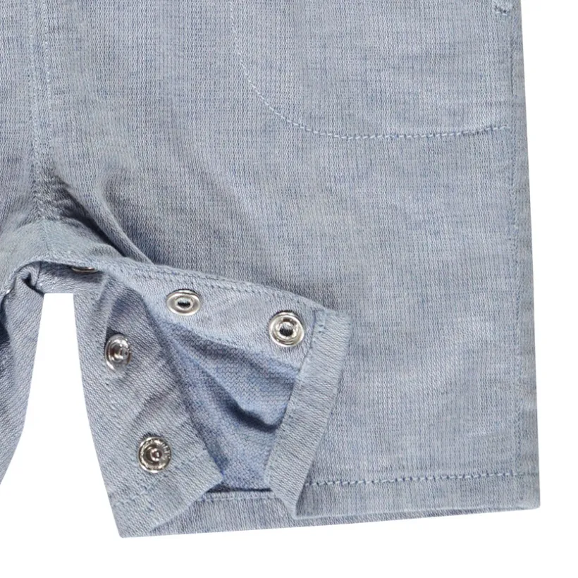 Korte overgooier van stof voor babyjongens – blauw-grijs