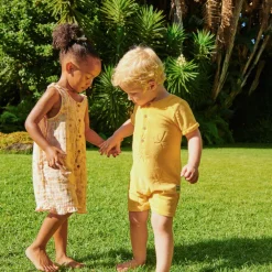 Korte palmboom reliëf badpak voor babyjongen