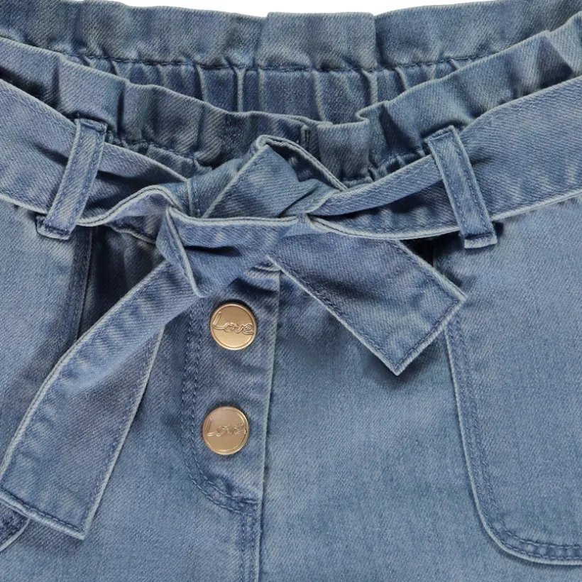Korte paperbag jeans met riem meisjes