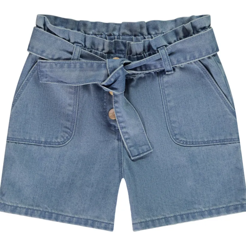 Korte paperbag jeans met riem meisjes