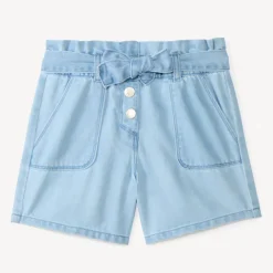 Korte paperbag jeans met strikceintuur meisjes