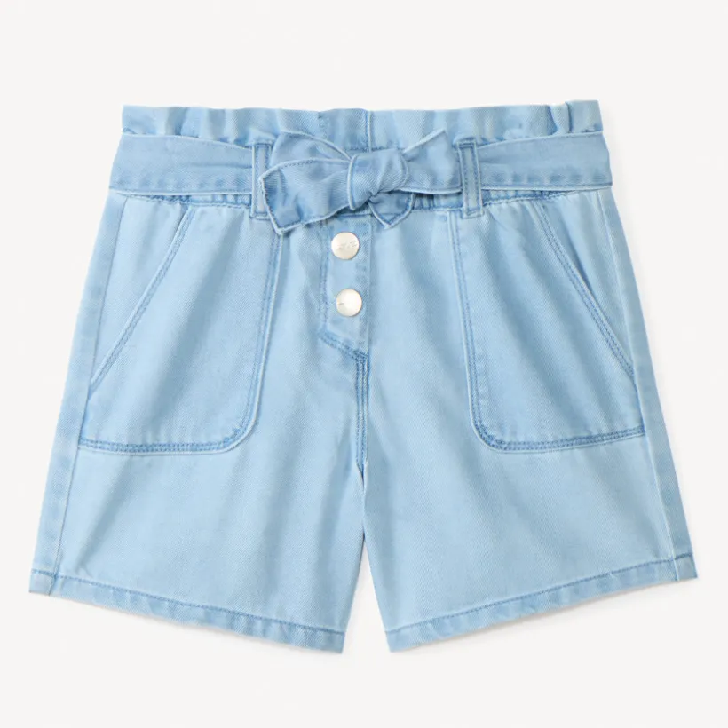Korte paperbag jeans met strikceintuur meisjes