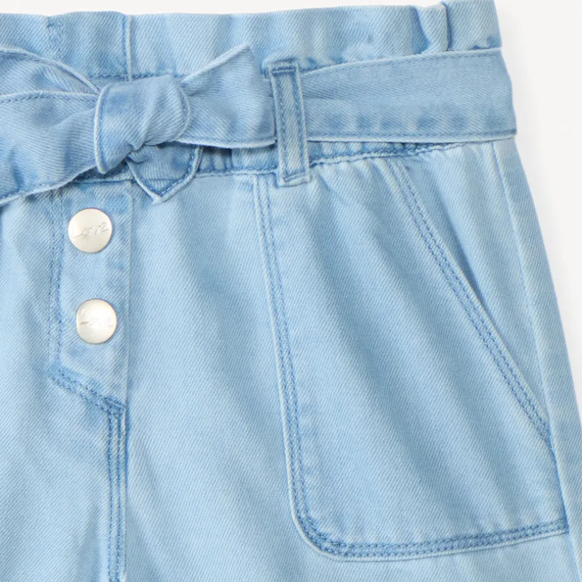 Korte paperbag jeans met strikceintuur meisjes