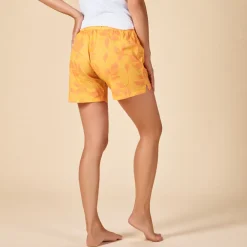 Korte pyjama in voile met bladerenprint voor dames