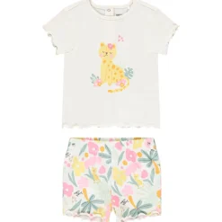 Korte pyjama met luipaardmotief meisjes, met verschillende openingen afhankelijk van de leeftijd
