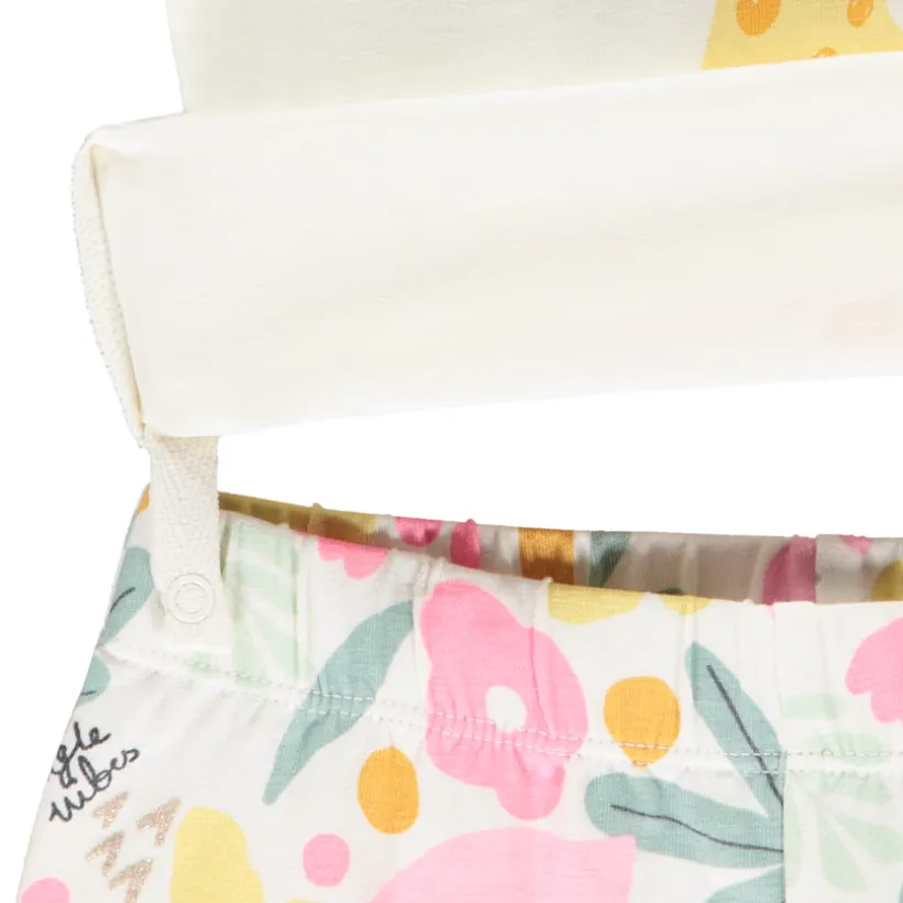 Korte pyjama met luipaardmotief meisjes, met verschillende openingen afhankelijk van de leeftijd