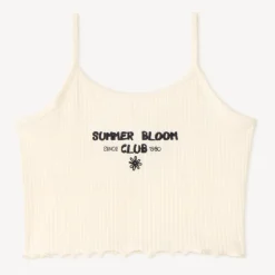 Korte ribbed tanktop met borduursel meisjes