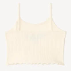 Korte ribbed tanktop met borduursel meisjes