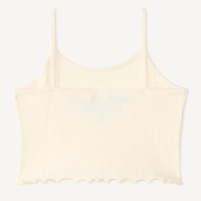 Korte ribbed tanktop met borduursel meisjes